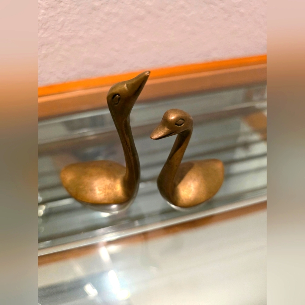 Vintage Brass Swans